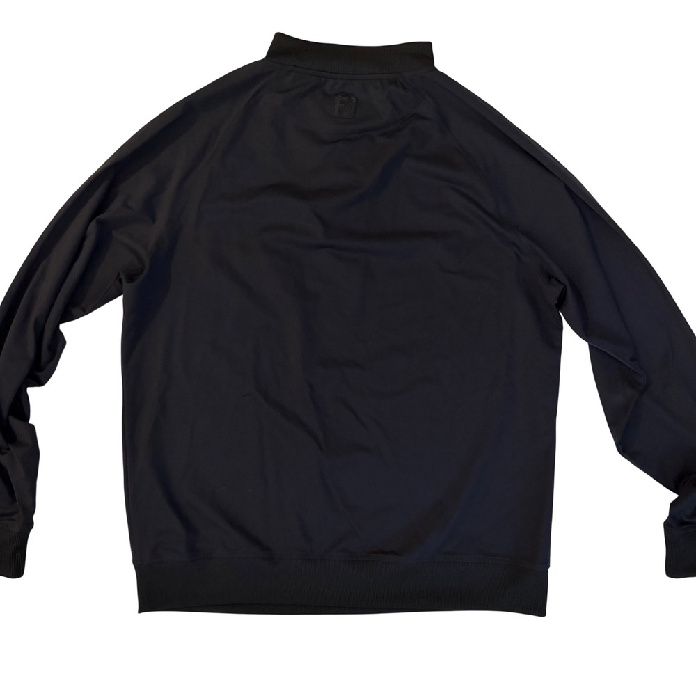 FootJoy Mens Full Zip Golf Jacket Black Mock Neck Performance L Raglan Sleeve